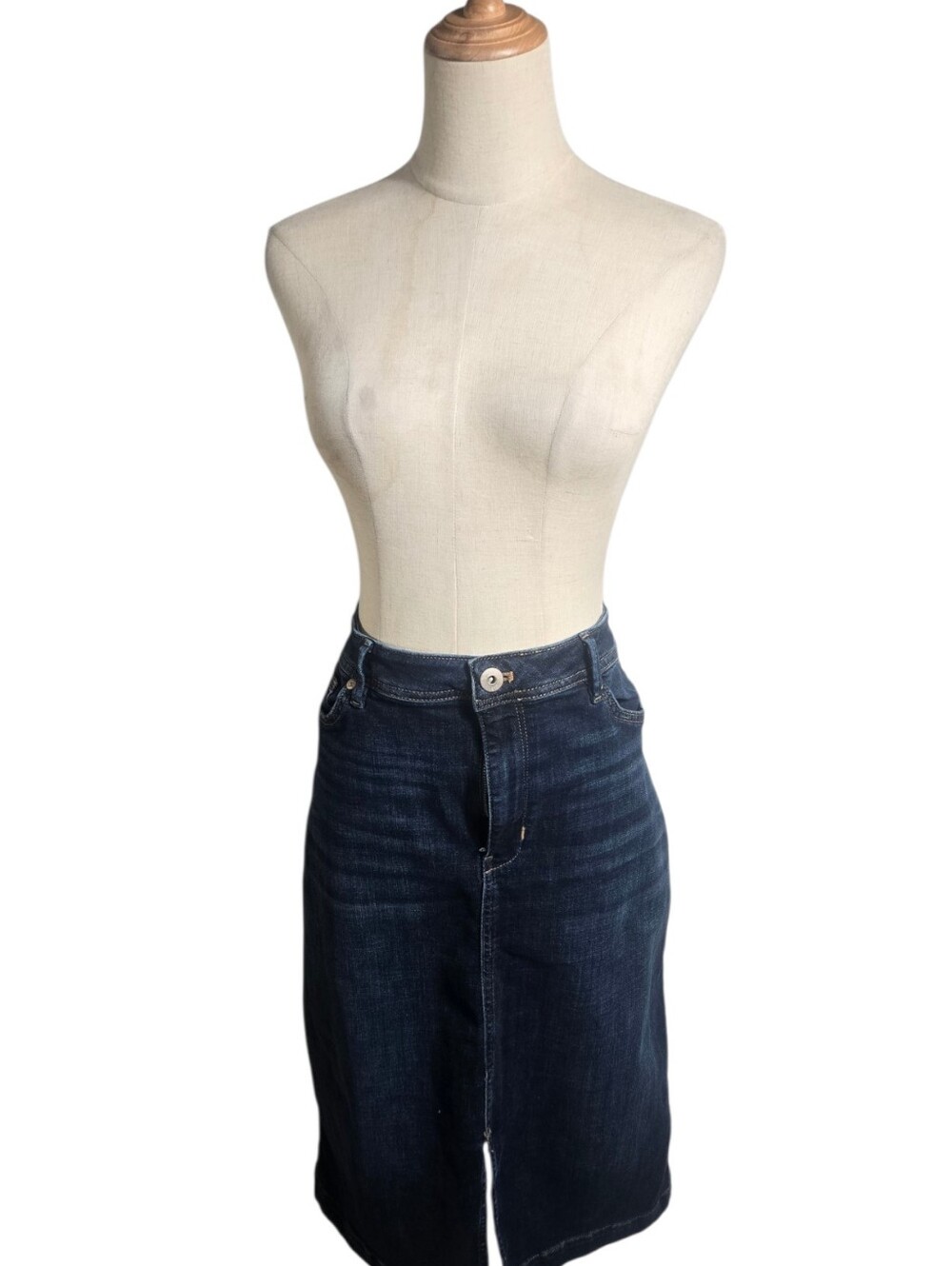 J. Jill Dark Wash Denim Knee-Length Plus Size Skirt